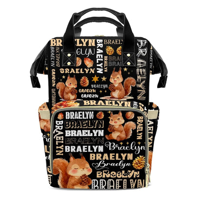 YallLocoMo Personalized Diaper Bag Backpack Name Watercolor Squirrel Pinecone Monogram Clear Up Clutter: Big Capacity