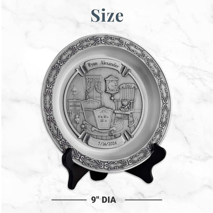 Let's Make Memories Personalized Pewter Baby Plate for Nursery Decor (photo 4)