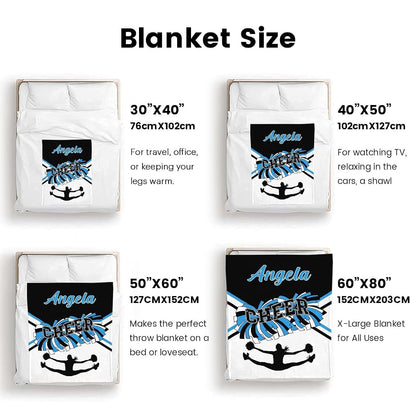 XIUCOO Blue White Custom Name Blanket Cheerleader Blankets for Newborns Girls Baby Blanket with Name Soft Cozy Fleece (photo 3)