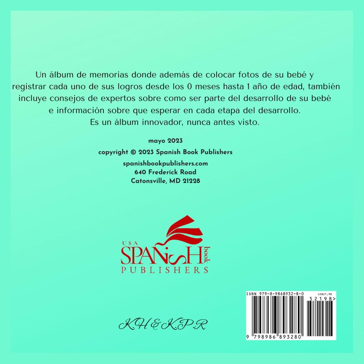USA Spanish Album del Primer Año del Bebé * álbum de memorias del bebé * colocar fotos, recuerdos y logros * unisex *