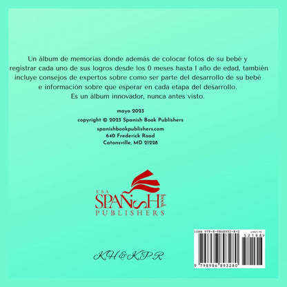 USA Spanish Album del Primer Año del Bebé * álbum de memorias del bebé * colocar fotos, recuerdos y logros * unisex *