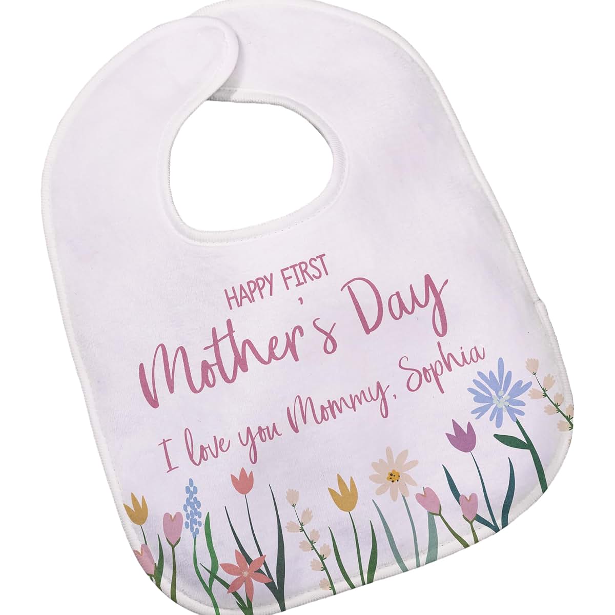 Personalization Universe Floral First Mother's Day Personalized Baby Bib