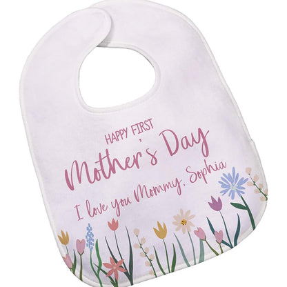 Personalization Universe Floral First Mother's Day Personalized Baby Bib