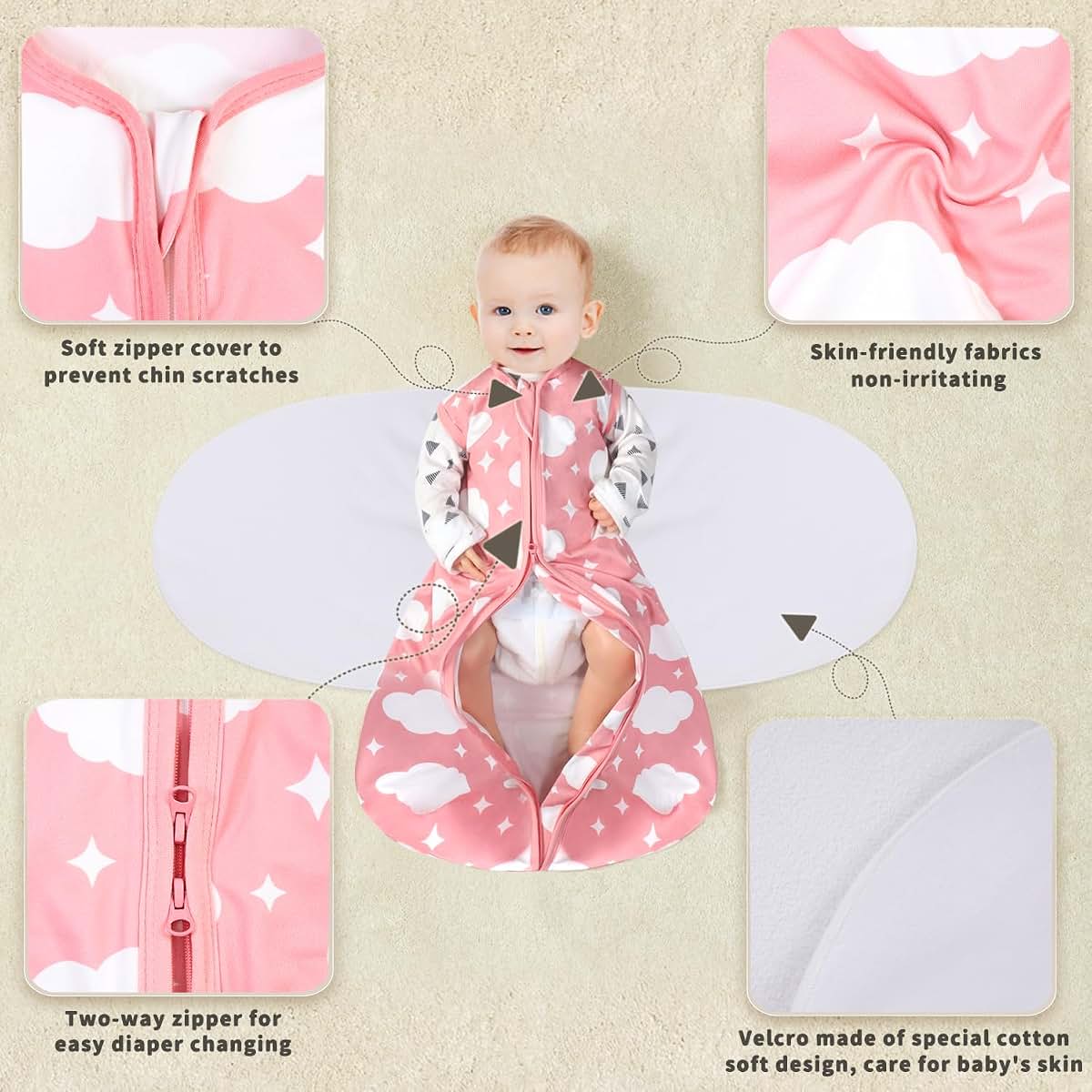Guntail 3-Way Adjustable Wearable Sleep Sack Swaddle