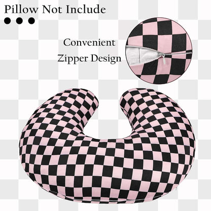 DILIMI Nursing Pillow Cover – Stretchy Removable Slipcover, Black Pink Checkered