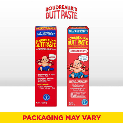 Boudreaux's Butt Paste Maximum Strength Diaper Rash Ointment, 4 Oz Tubes