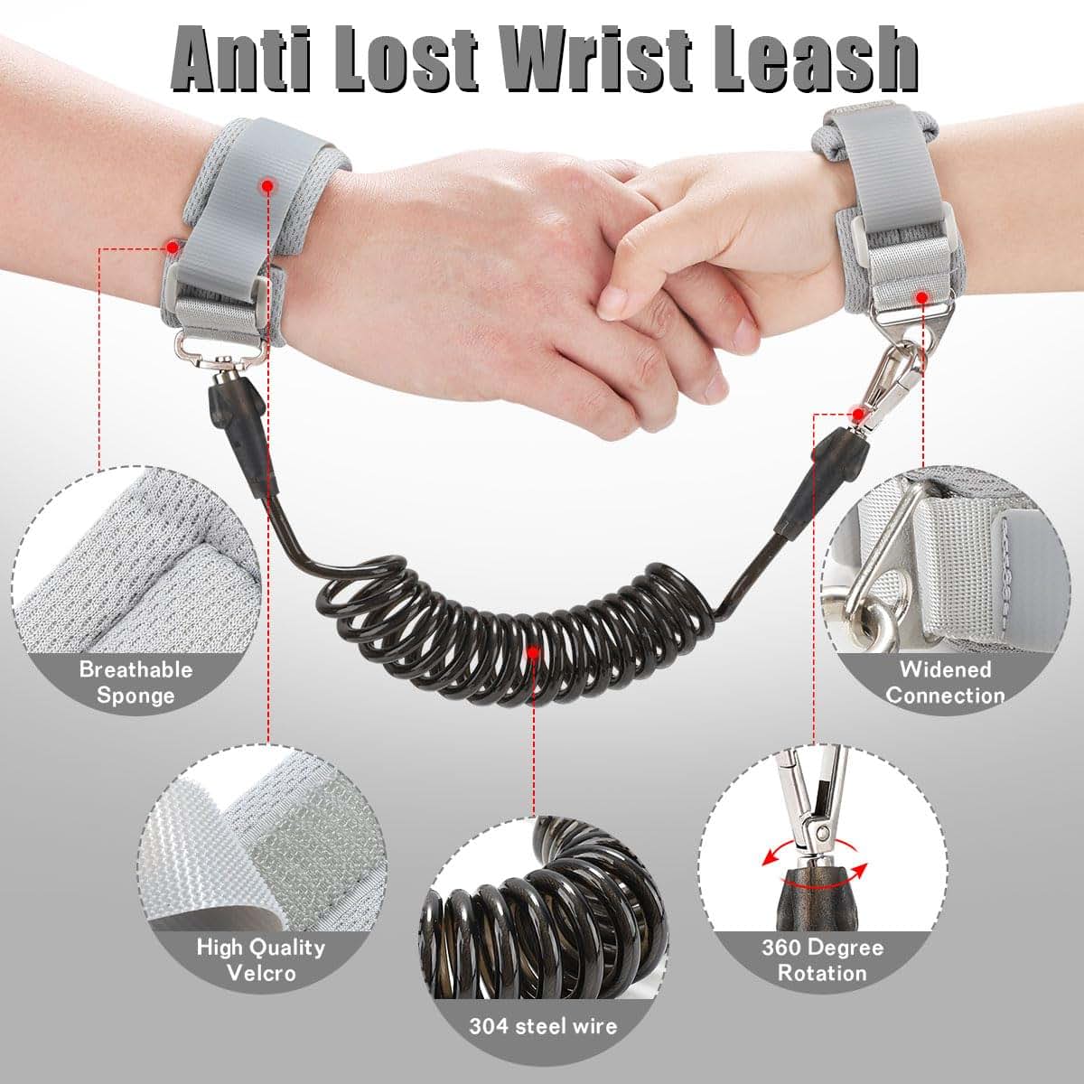 Fitarts Adjustable Toddler Safety Harness and Anti-Lost Link for Kids