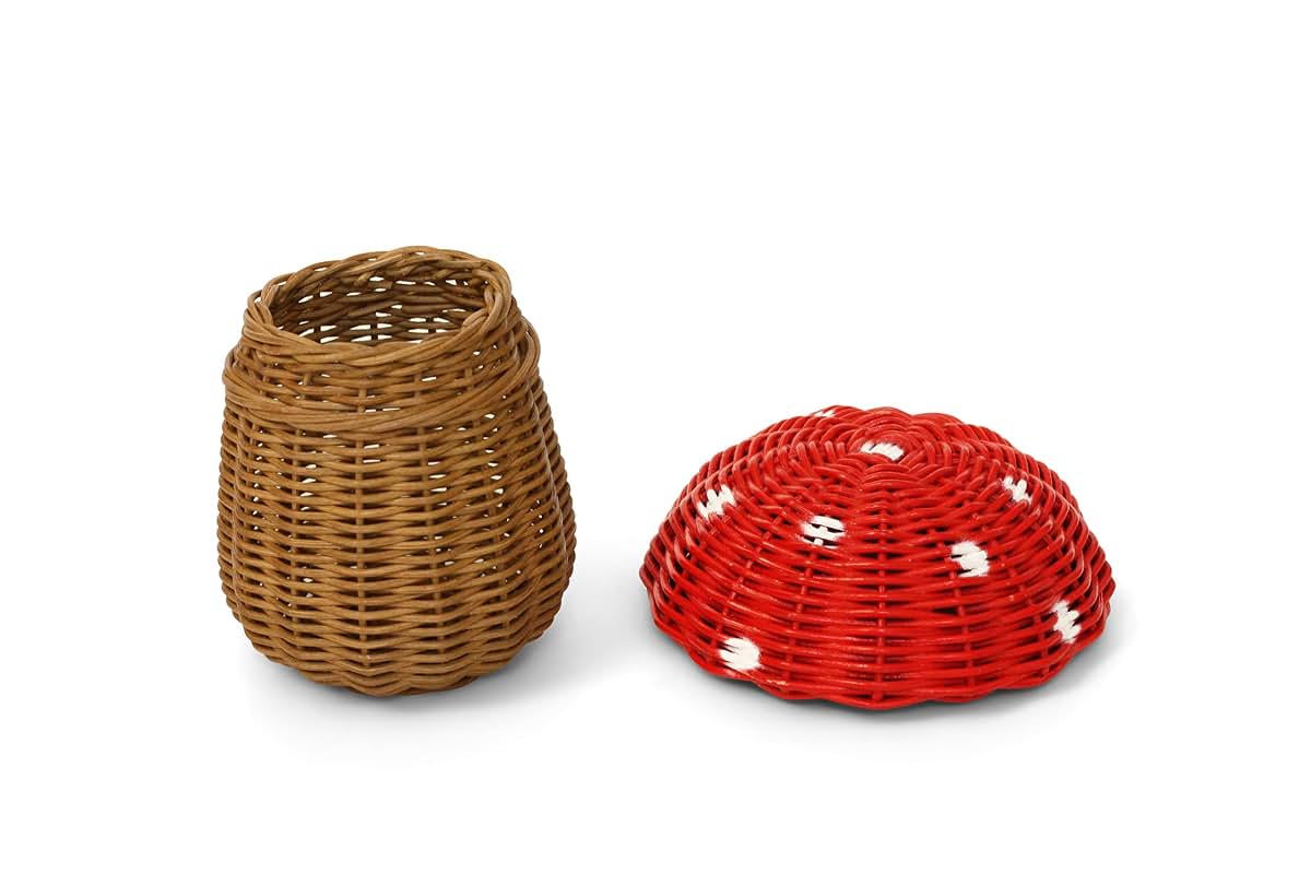 G6 COLLECTION Rattan Mushroom Basket – Handwoven Wicker Storage Bin with Lid, Cute Decorative Boho Home Organizer Gift (photo 3)