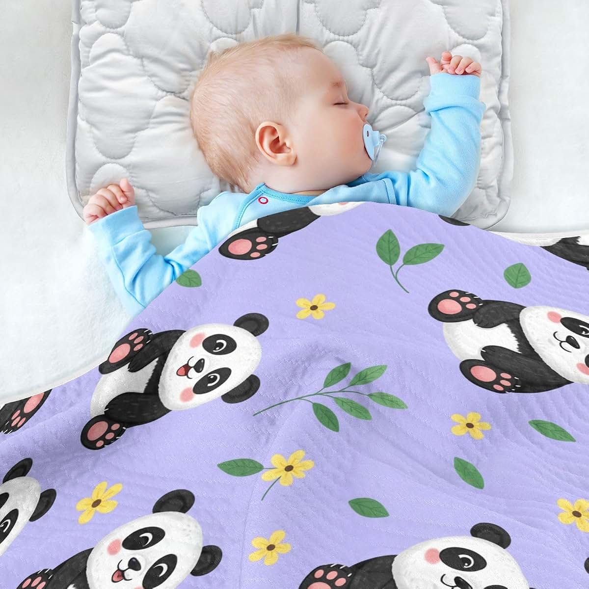 Sinestour Purple Panda Baby Cotton Blanket 30x40 Inch Toddler Crib Stroller