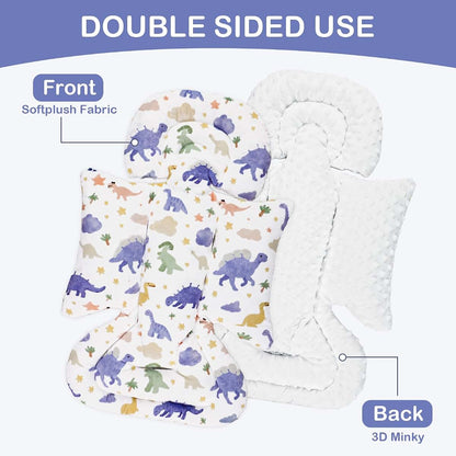 Man Fai Sky Infant Car Seat Insert with 3 Strap Covers, Soft Car Seat Head Support for Baby Girls, Plush Fabric Newborn (photo 4)