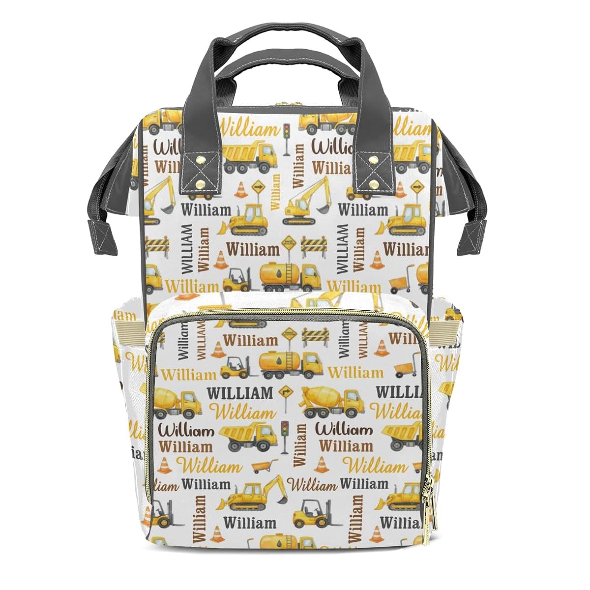 Joyestore Custom Construction Trucks Diaper Backpack Mom Baby Bag for New Parent Gift