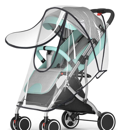 ZHENZQ Stroller Rain Cover Windproof Baby Travel Stroller Shield Trolley Umbrella Raincoat-Stroller Accessories (photo 2)