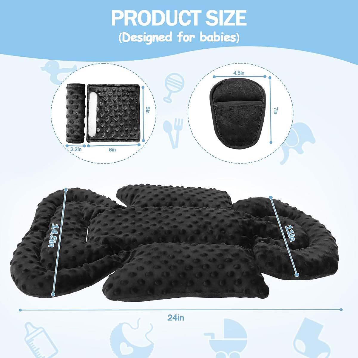 Jundetye Infant Car Seat Insert Black, Newborn Head Support and Strap Pads (photo 3)