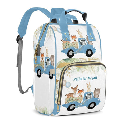 LiSoAkWE Animals Giraffe Bear Drive Blue Customizable Large Capacity Diaper Bag Personalized Name,Waterproof (photo 2)