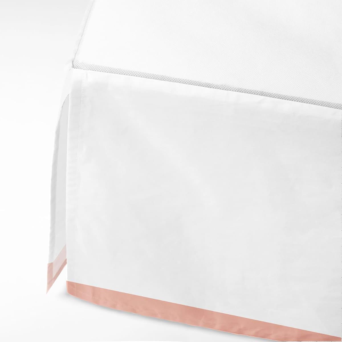 Bacati Mix N Match Crib Skirt with White Drop and Coral Band