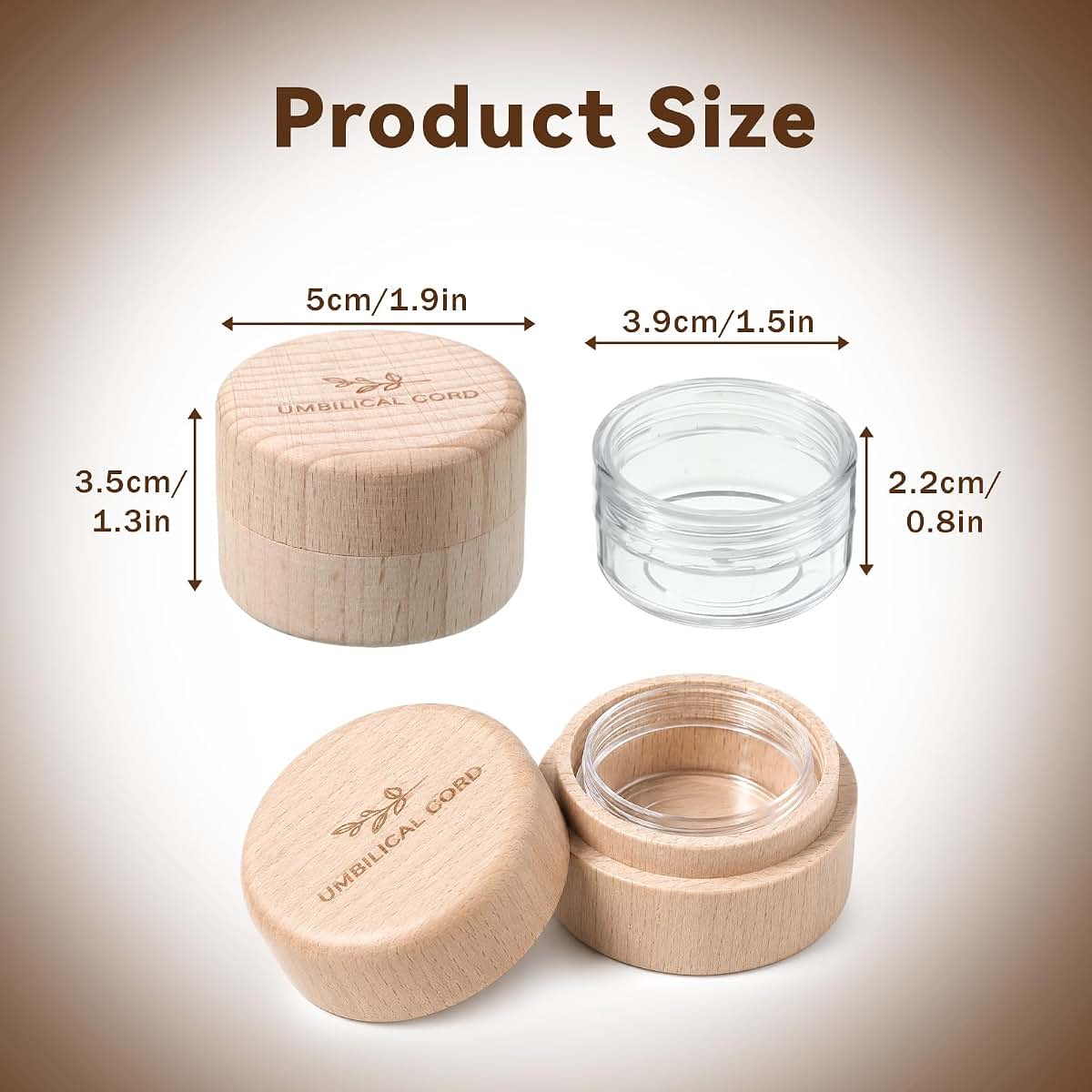 Fosaseua Wooden Umbilical Cord Keepsake Box With Leaf Pattern (photo 2)