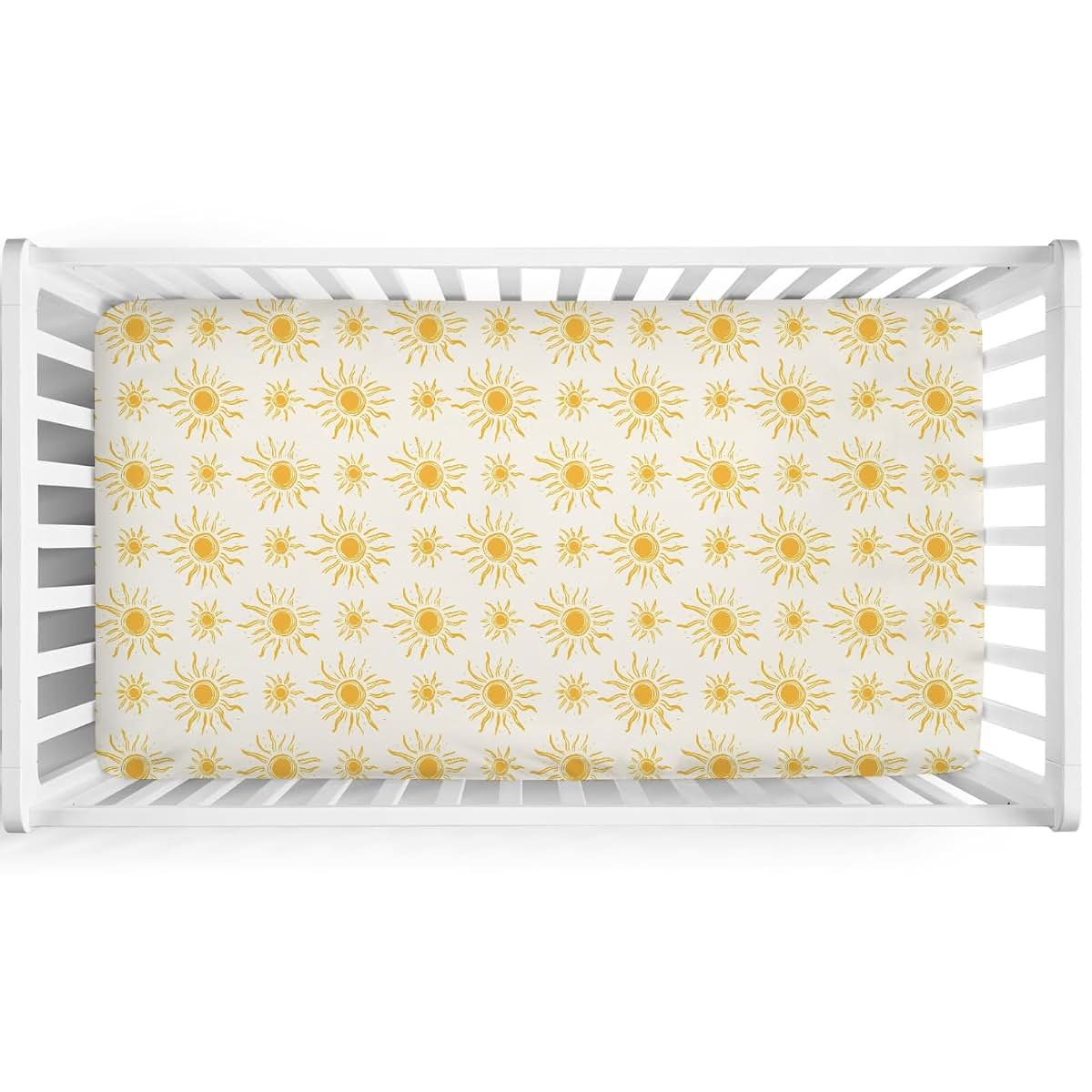 Dpjkevw Tribal Sun Totem Fitted Crib Sheet, Golden Polyester Nursery Bedding (photo 2)