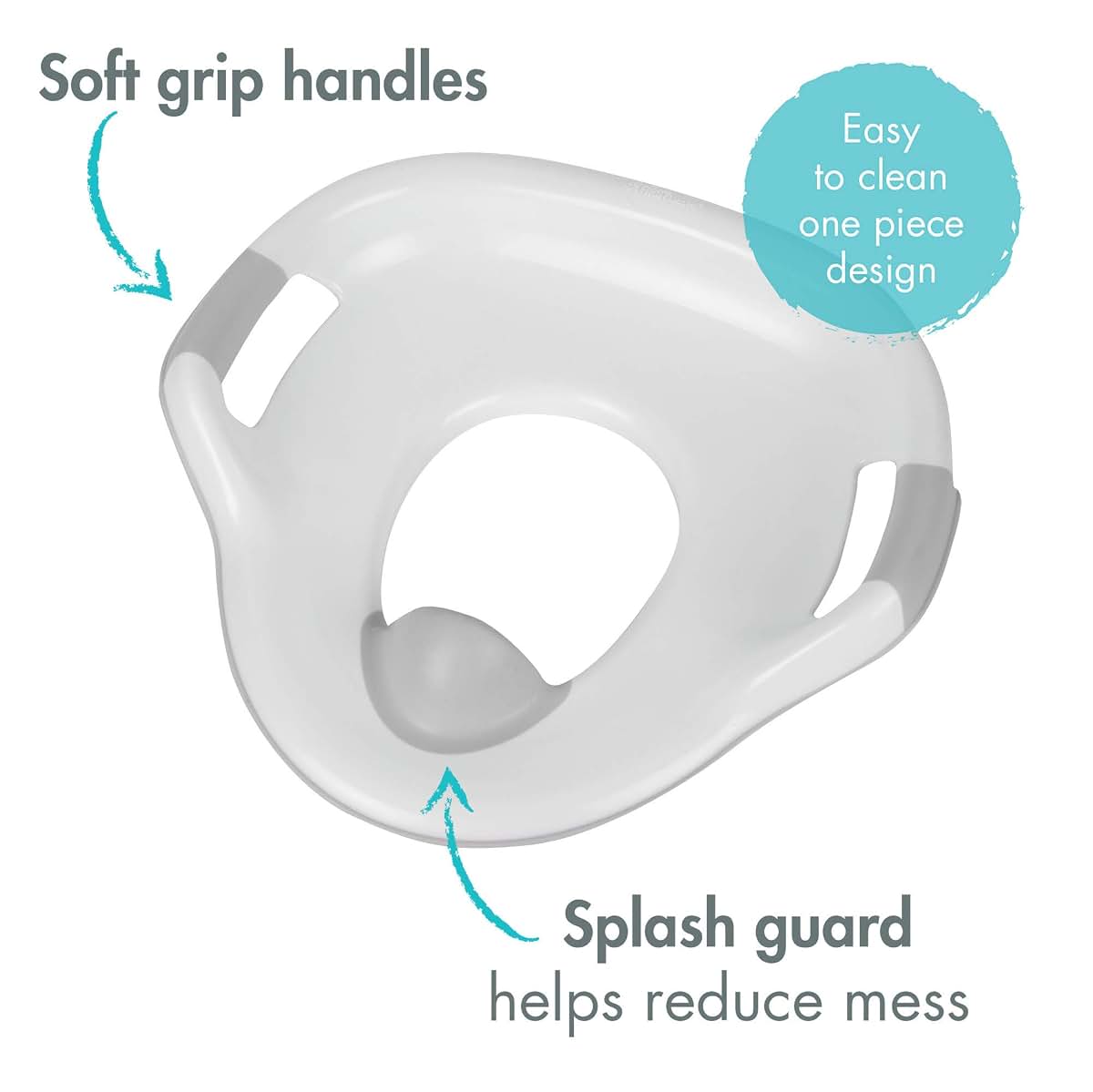 The First Years Soft Grip Potty Training Toilet Seat with Handles, Gray