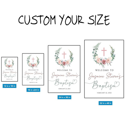 MOTIVE GIFT Personalized Baptism Welcome Sign, First Communion Welcome Sign, Flower Baptism Welcome Sign, Baptism