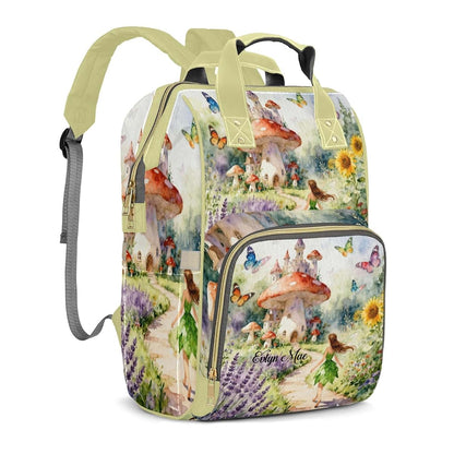 LiSoAkWE Personalized Diaper Bag Mushroom Castle Flower Fairy Nursing Baby Bags Nappy Bag with Name Casual Travel Nappy (photo 2)