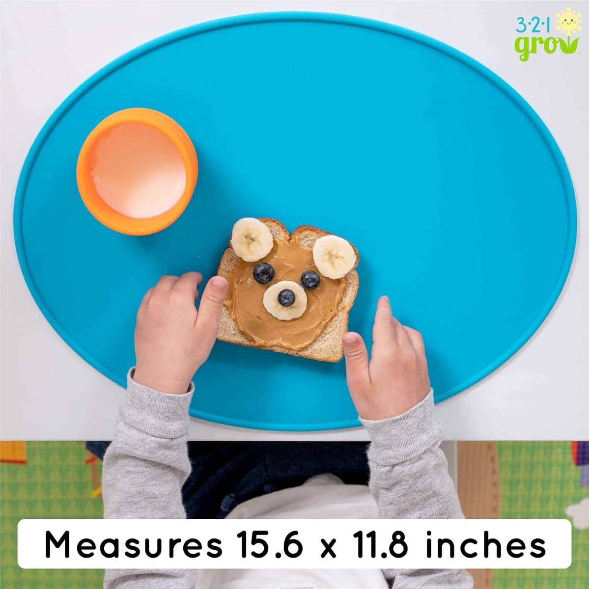 321 Grow Sit with Me Placemat Set, Oval Silicone Non-Slip Feeding Mat, 2 Pack, Cotton Candy