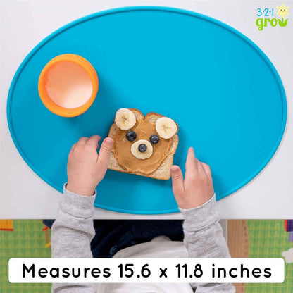 321 Grow Sit with Me Placemat Set, Oval Silicone Non-Slip Feeding Mat, 2 Pack, Cotton Candy