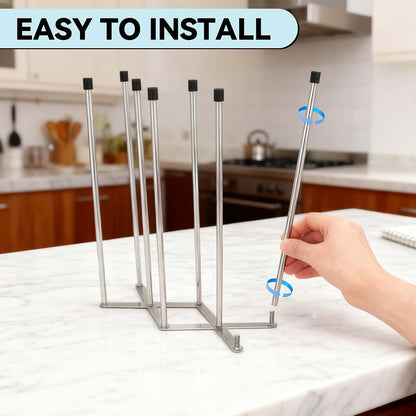Hogarbliss Foldable Baby Bottle Drying Rack, 8-Pole Stainless Steel Collapsible Dryer for Bottles, Cups and Reusable (photo 4)