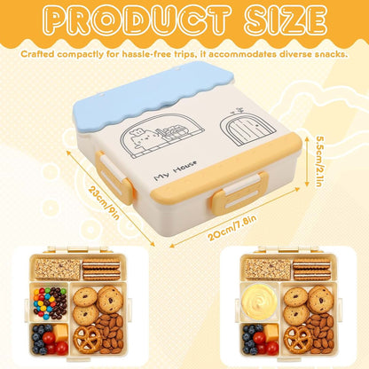 QINGQIUYUDA Airplane Snack Container, 4-Compartment Mini Snackle Box with Handle