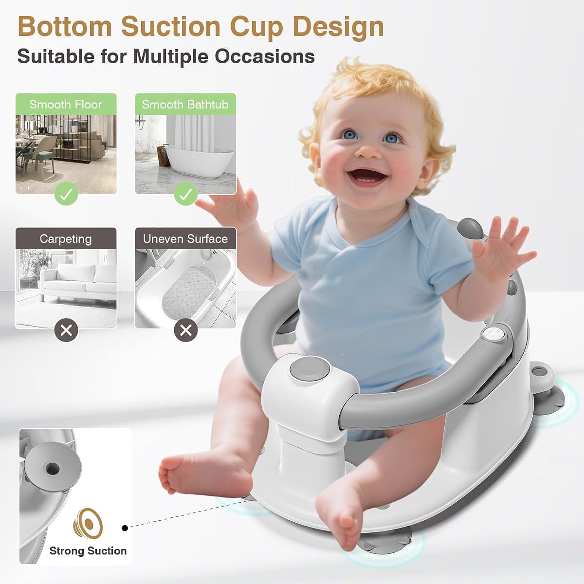 BabyOneStop Baby Bath Seat With Openable Armrests For Sitting Up