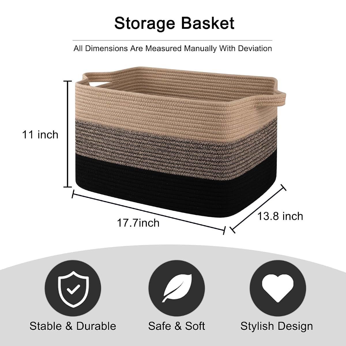 OIAHOMY Cotton Rope Storage Basket for Nursery & Living Room