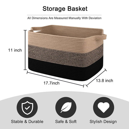 OIAHOMY Cotton Rope Storage Basket for Nursery & Living Room