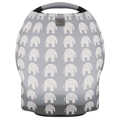 MoM-me Nursing Cover Multi Use Grey White Elephant Design for Baby and Stroller