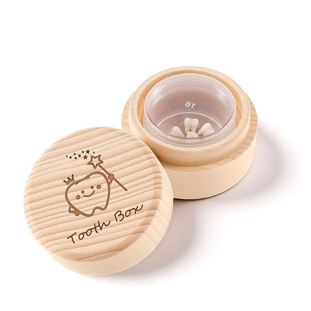 Tweruna Wooden Tooth Fairy Box with Acrylic Inner Case
