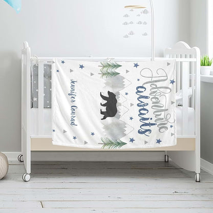 CADE Customize Baby Blanket with Name Personalized Baby Blanket for Boys Girls Custom Blanket Gift for Baby Boy Newborn (photo 2)