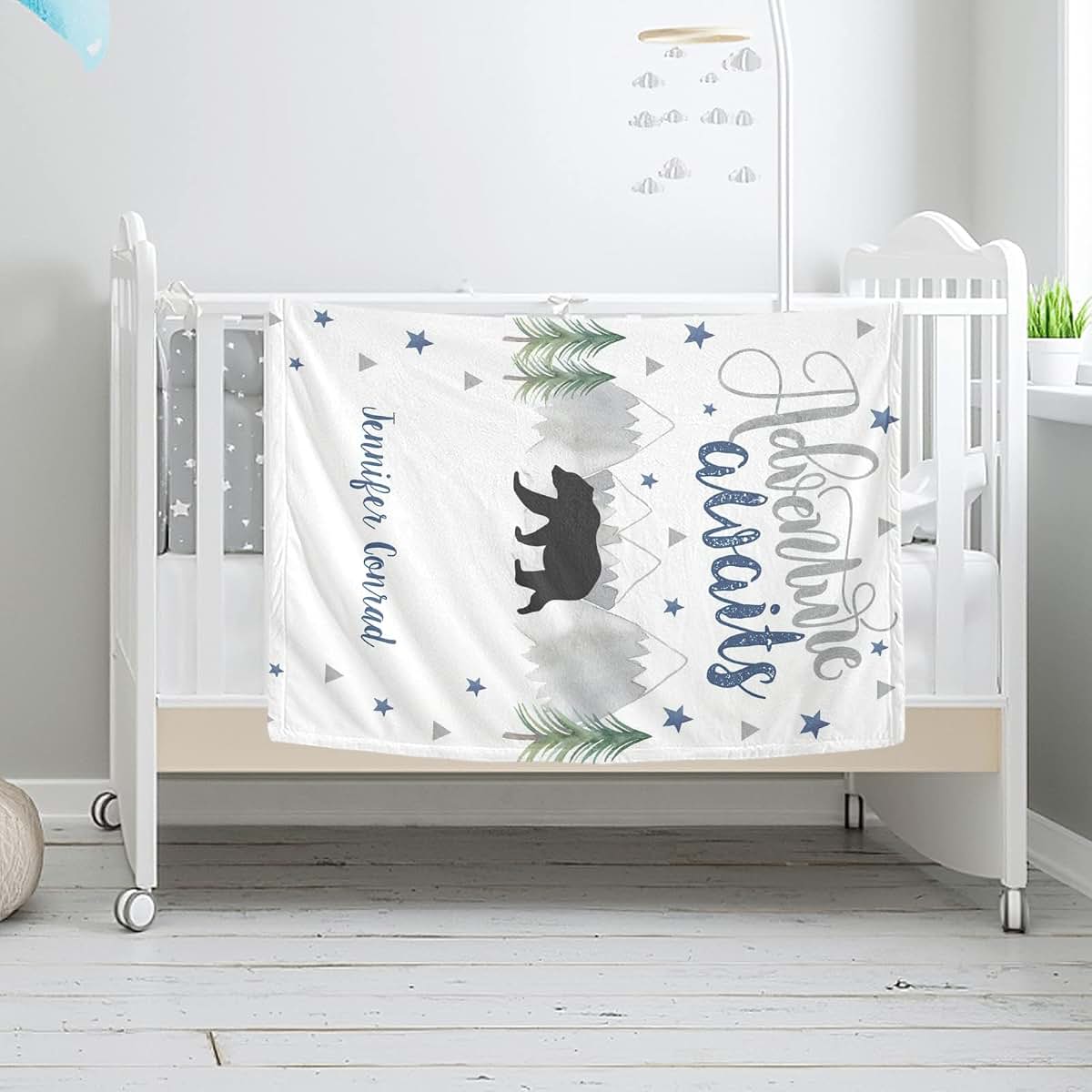 CADE Customize Baby Blanket with Name Personalized Baby Blanket for Boys Girls Custom Blanket Gift for Baby Boy Newborn (photo 2)