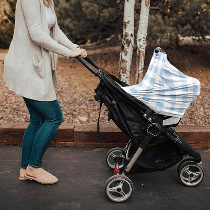 Zadaling Nursing Cover for Breastfeeding, Blue Check White Buffalo, Multi-Use