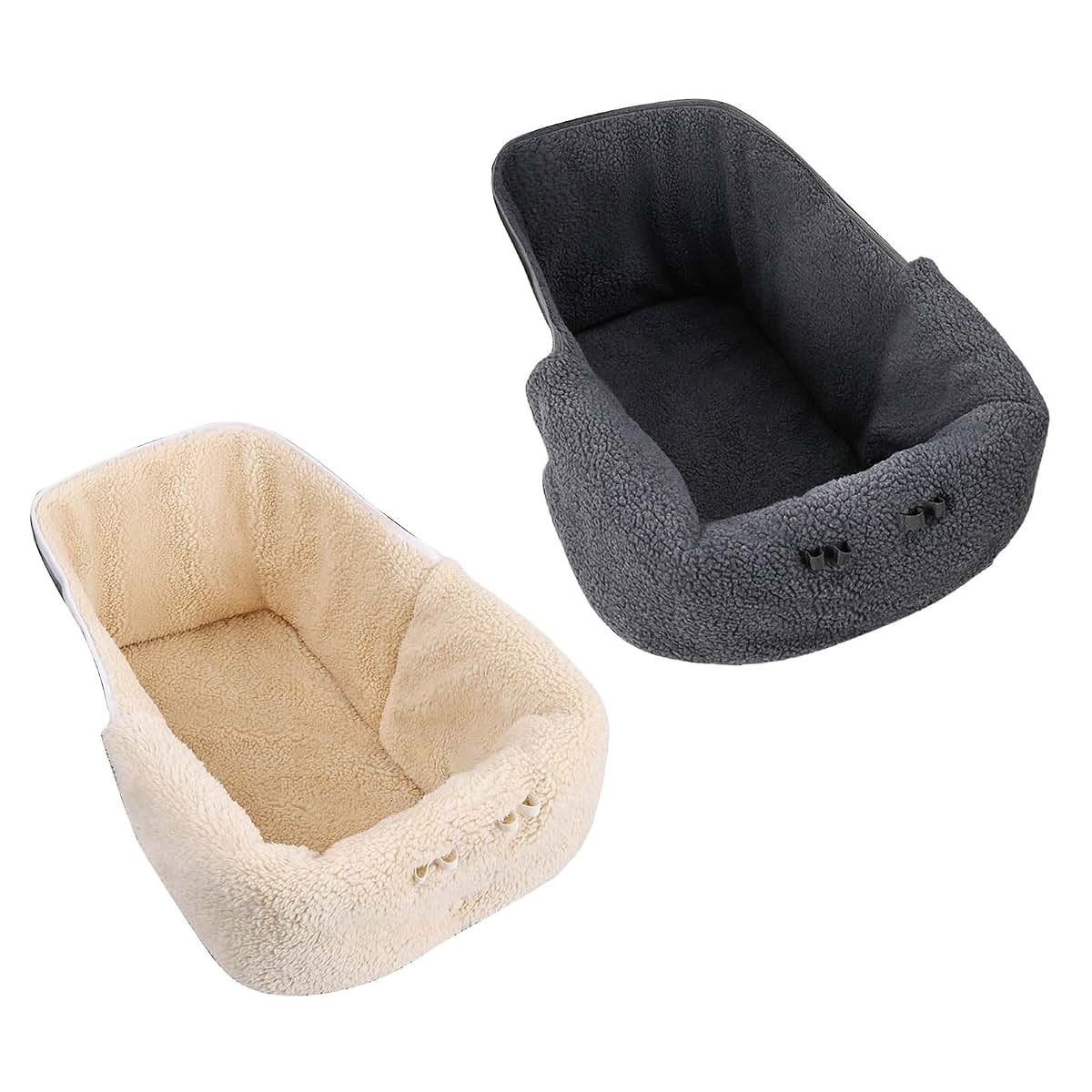 FACAILUO Machine Washable Pet Strollers Winter Cover Soft Fleece Interior Windproof Furry Design Cold Weather (photo 3)
