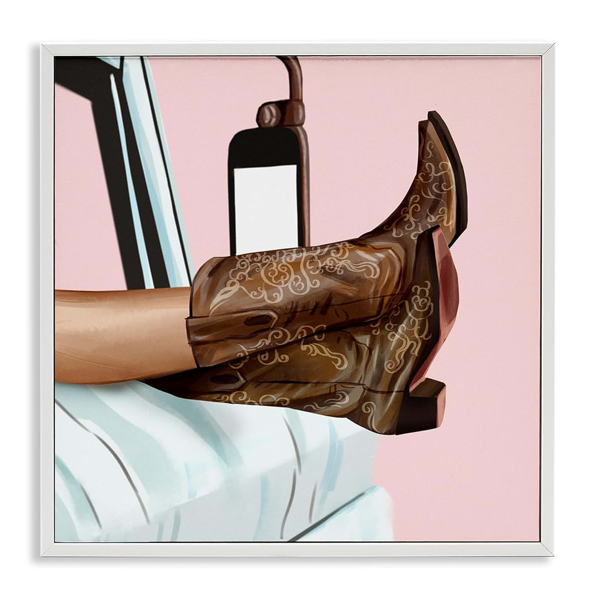 Stupell Industries Cowgirl Boots Car Southwestern Framed Giclée Print, 12x12 Inch