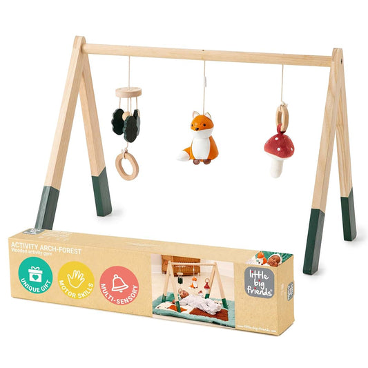 Little Big Friends Wooden Baby Activity Gym – Montessori Play Gym for Babies | Encourages Motor Skills & Sensory