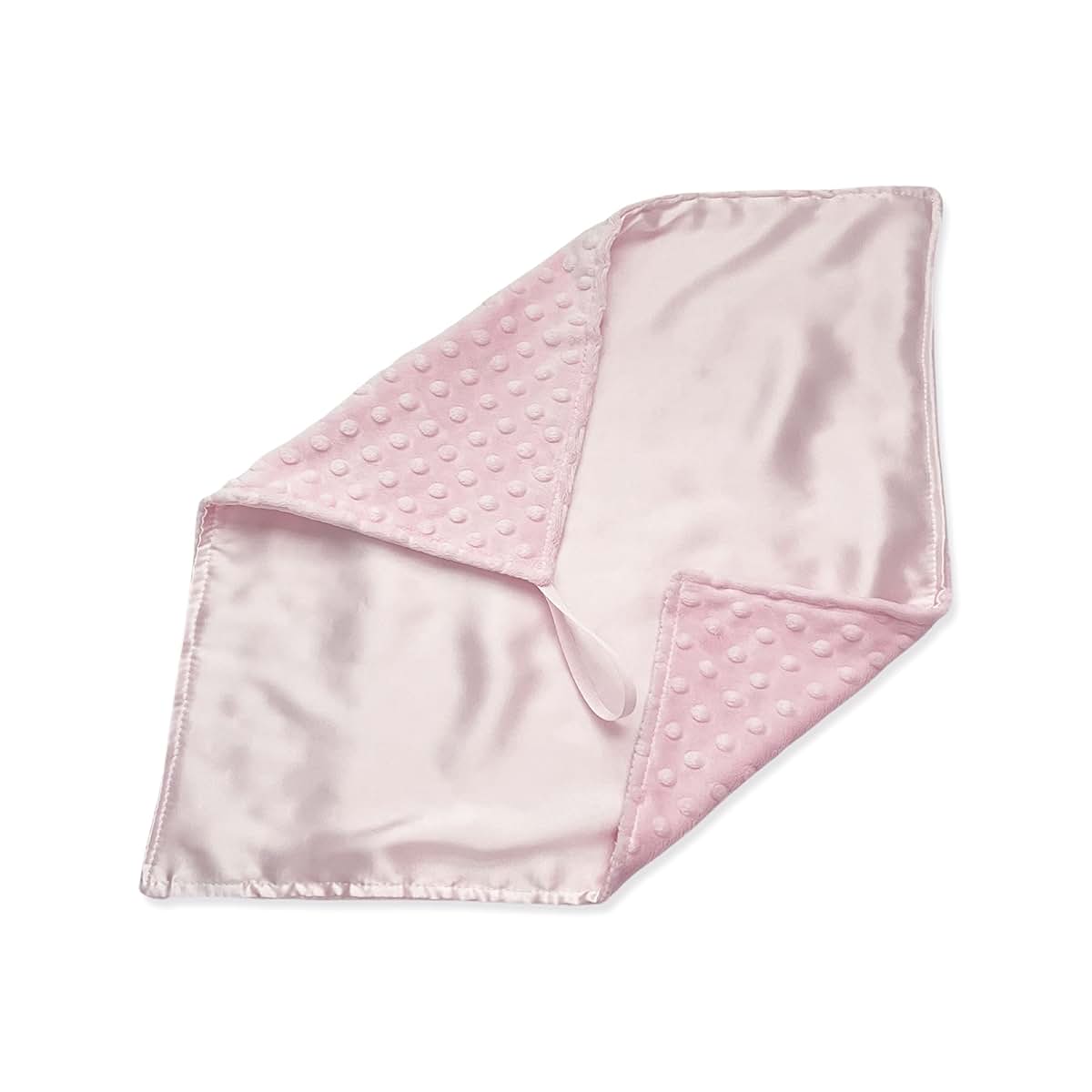 MEG ORIGINAL Baby Girl Security Blanket, Pink Satin and Minky Dot with Loop
