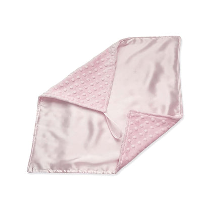 MEG ORIGINAL Baby Girl Security Blanket, Pink Satin and Minky Dot with Loop