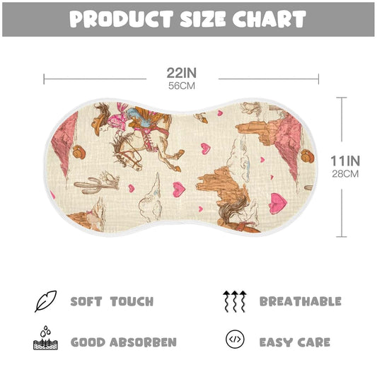 BabyOneStop Mazeann Western Cowgirls Vintage Burp Cloth With Waterproof Backing