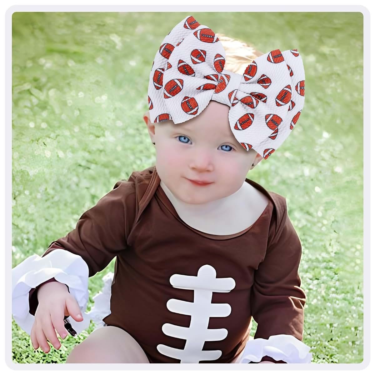 BabyOneStop YanJie Football Sports Printed Handmade Hairband 2 Pack
