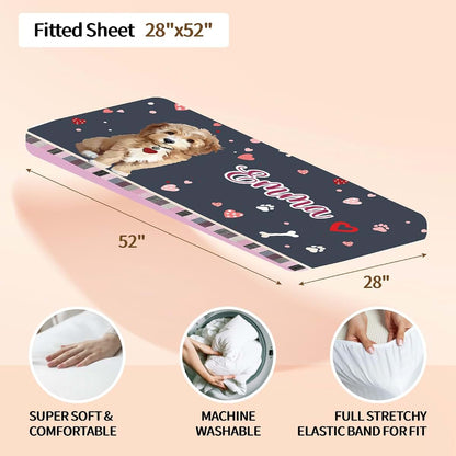 Kryvoxc Personalized Baby Crib Bedding Set, Custom Name Nursery Bedding, Dog Mom 5 Pcs Baby Bedding Set for Girl Boy (photo 4)