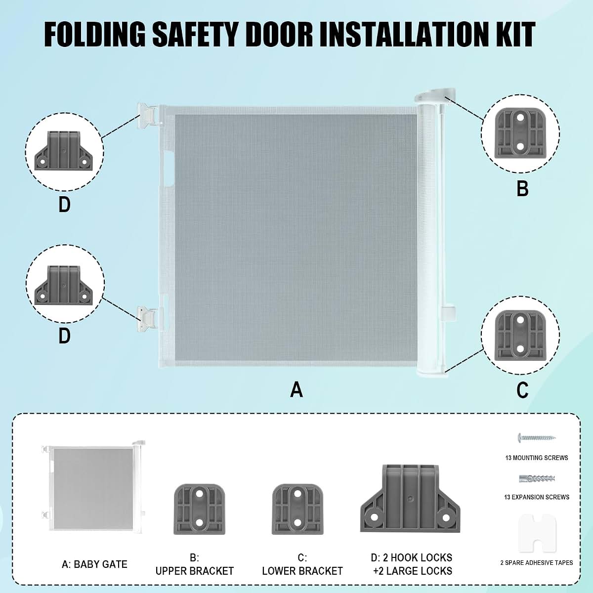 BabyOneStop Retractable Baby Gate Replacement Parts Kit Gray