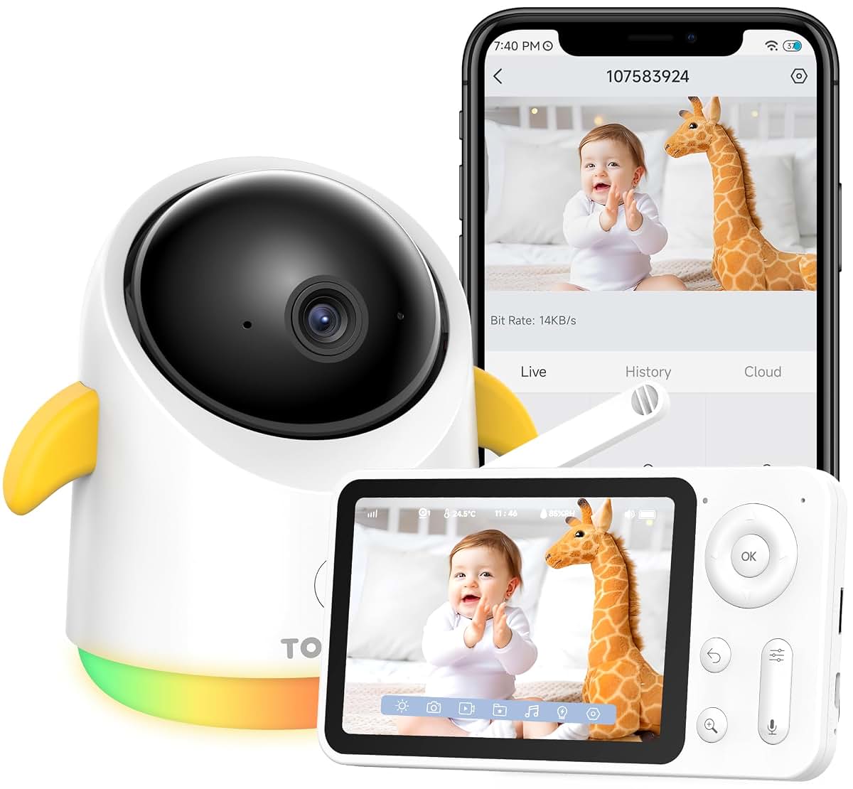Baby Monitor with Camera and Audio, WiFi/No WiFi, 4.3" Screen, 1080P Night Vision