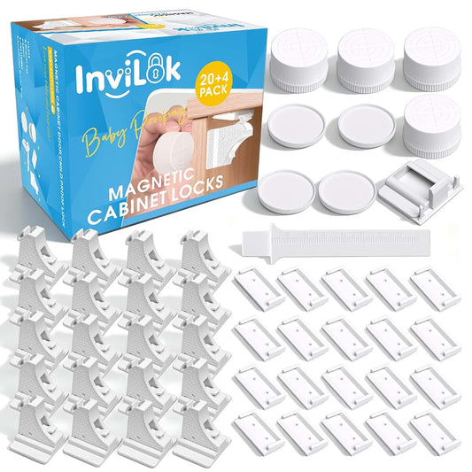 InviLok Magnetic Cabinet Locks Baby Proofing Kit - 20 Pack White