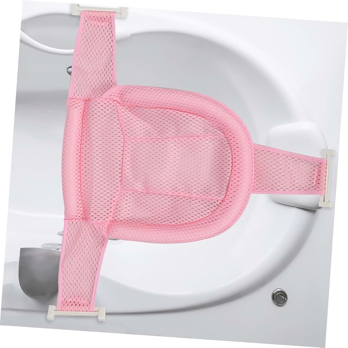 CORHAD Baby Bath Net Pocket for Newborns, Mesh Bath Support with Adjustable Length, Pink