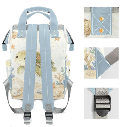 YallLocoMo Personalized Diaper Bag Backpack Gift Watercolor Seabed Beach Turtle Ultimate Nappy Bag: Spacious (photo 4)