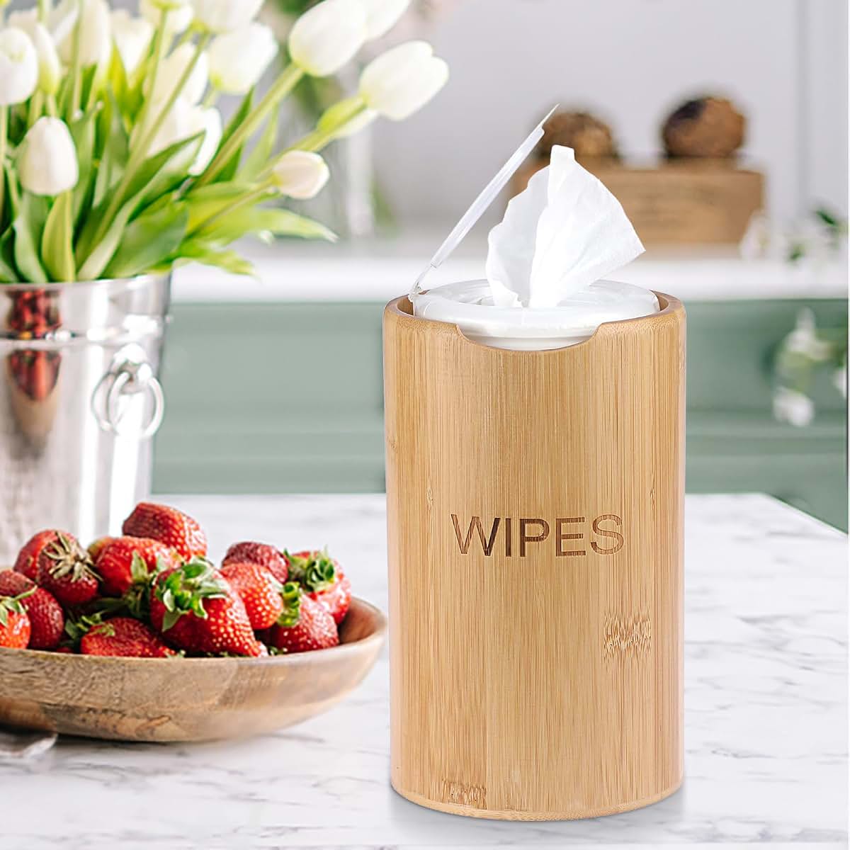 Kokone Farmhouse Bamboo Wipes Dispenser For Kitchen And Bathroom (photo 4)